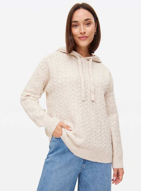 Oatmeal Cable Knitted Hoodie 18