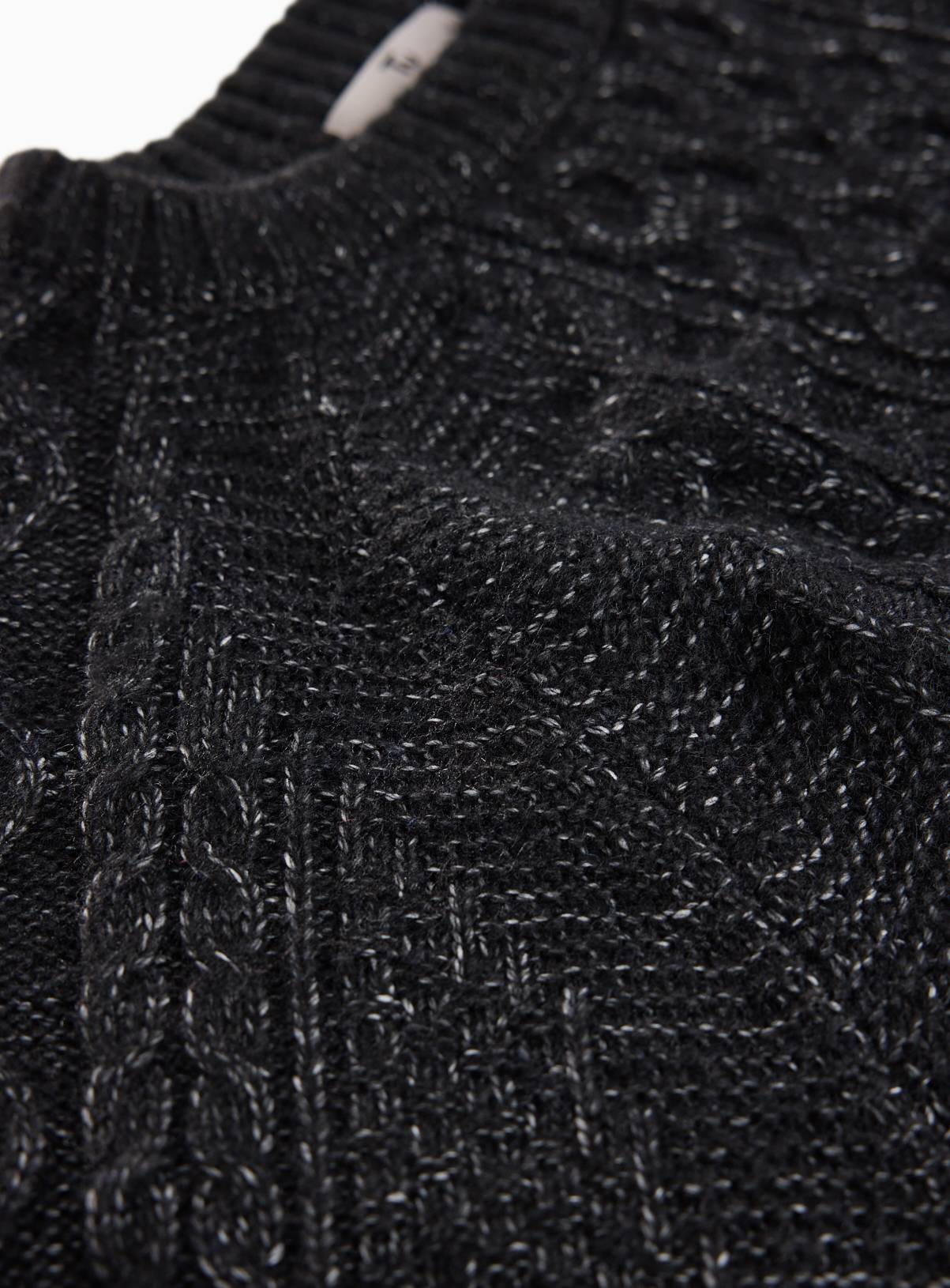 Black Cable Knit Crew Neck Jumper XL - Image 2