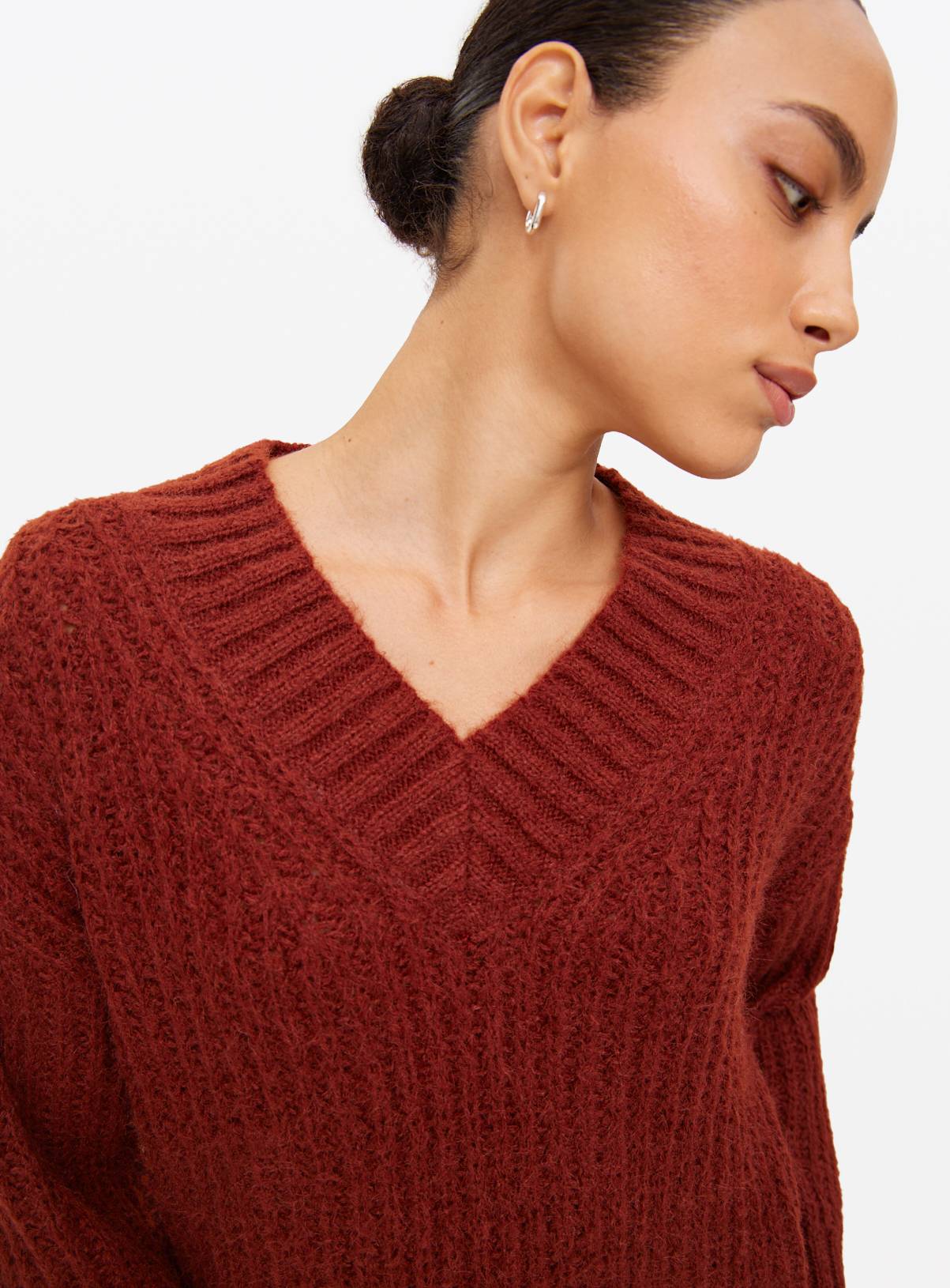 Rust V Neck Relaxed Knitted Jumper 24 - Image 1