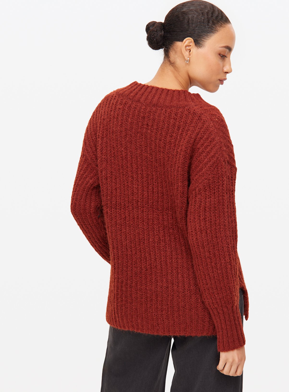Rust V Neck Relaxed Knitted Jumper 24 - Image 4 thumbnail