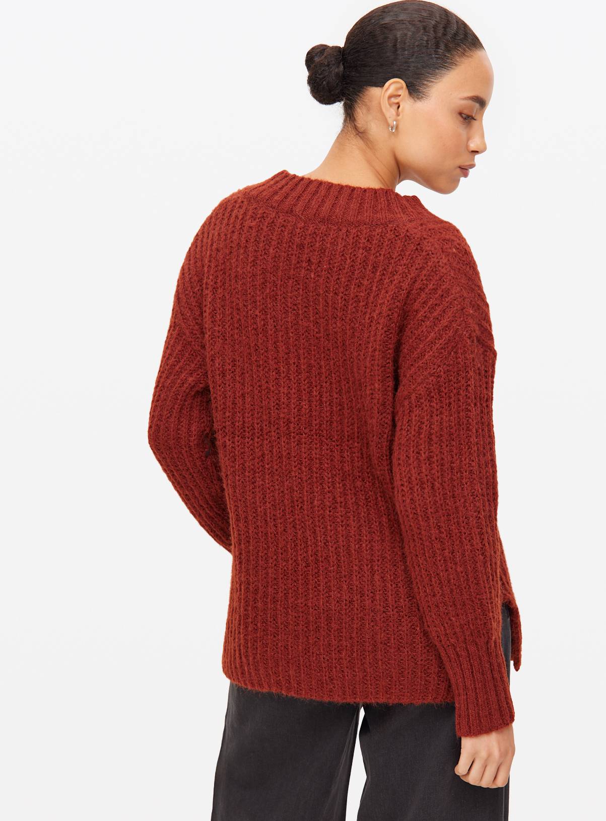 Rust V Neck Relaxed Knitted Jumper 24 - Image 4