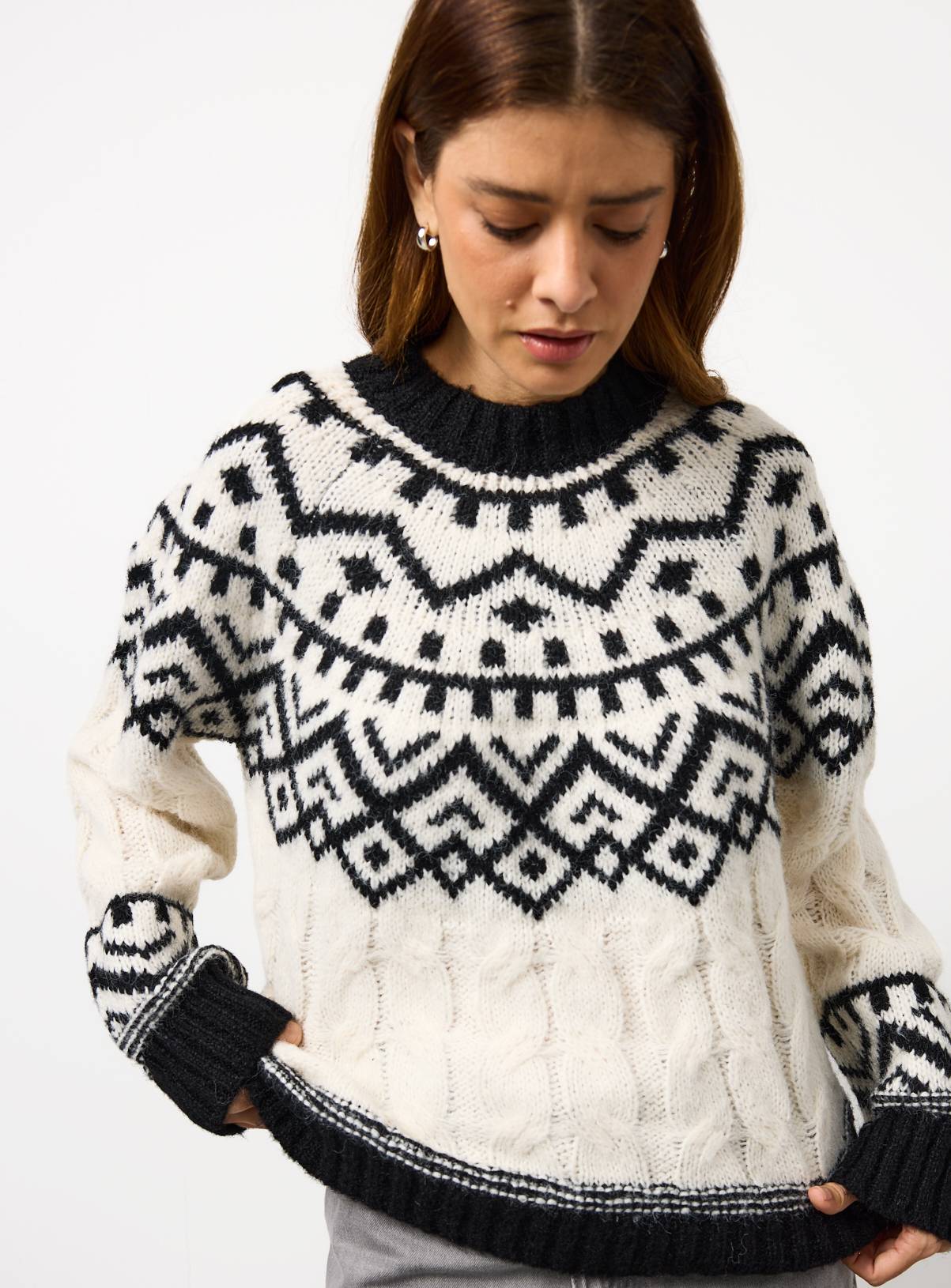 Monochrome Fair Isle Knitted Jumper 22 - Image 1