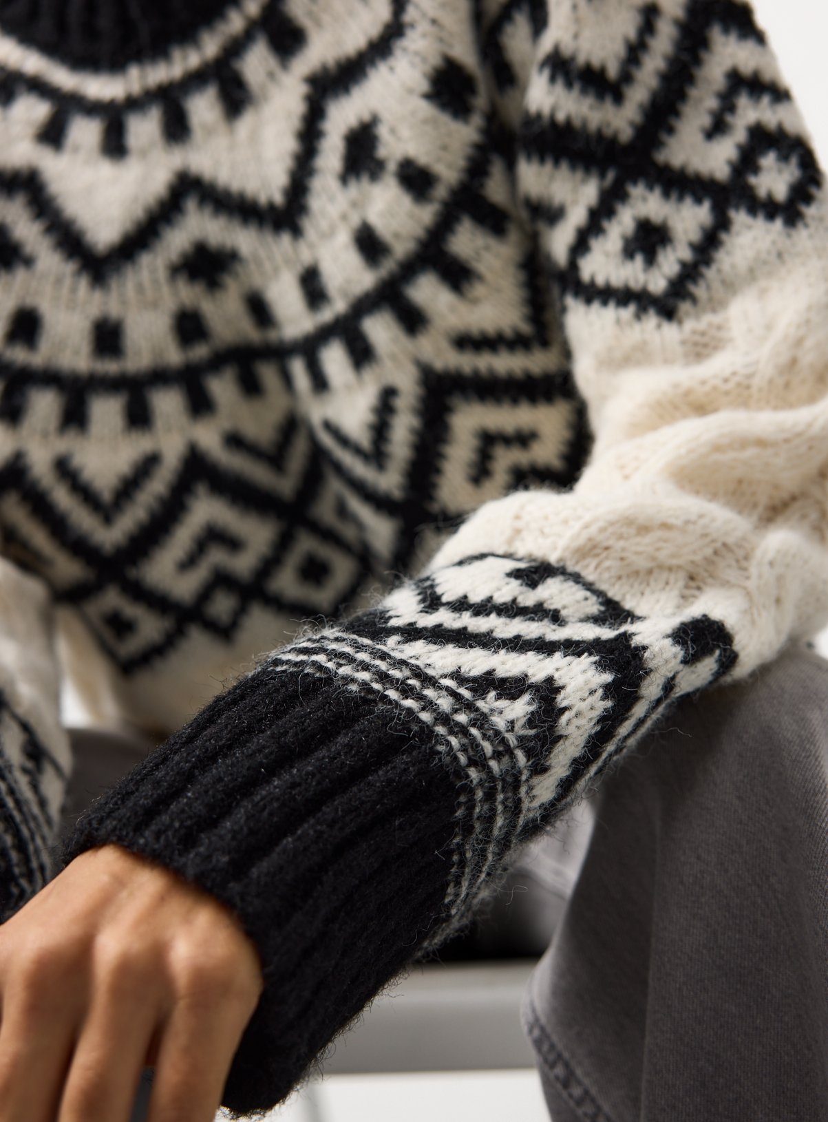 Monochrome Fair Isle Knitted Jumper 22 - Image 3 thumbnail