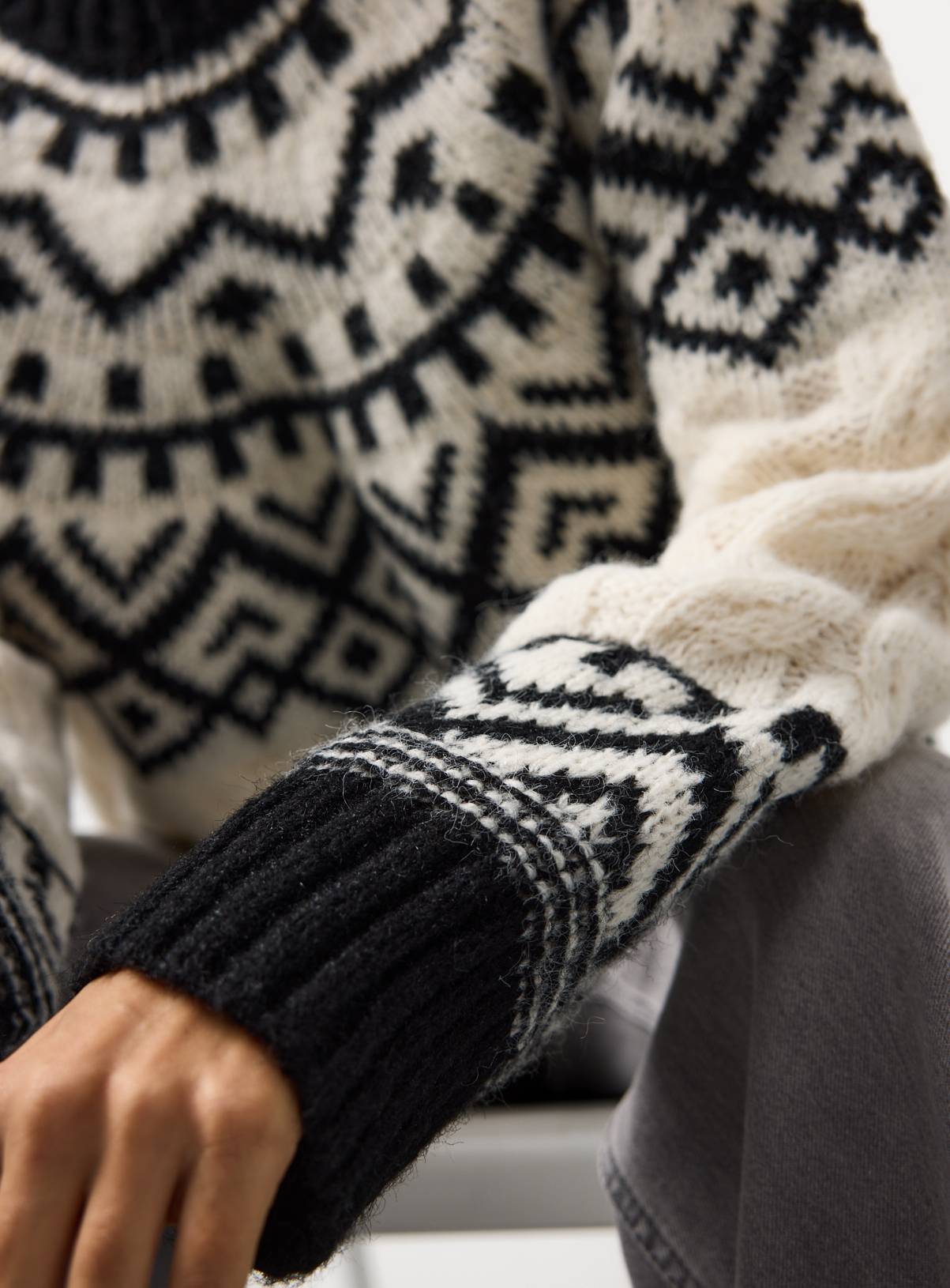 Monochrome Fair Isle Knitted Jumper 22 - Image 3