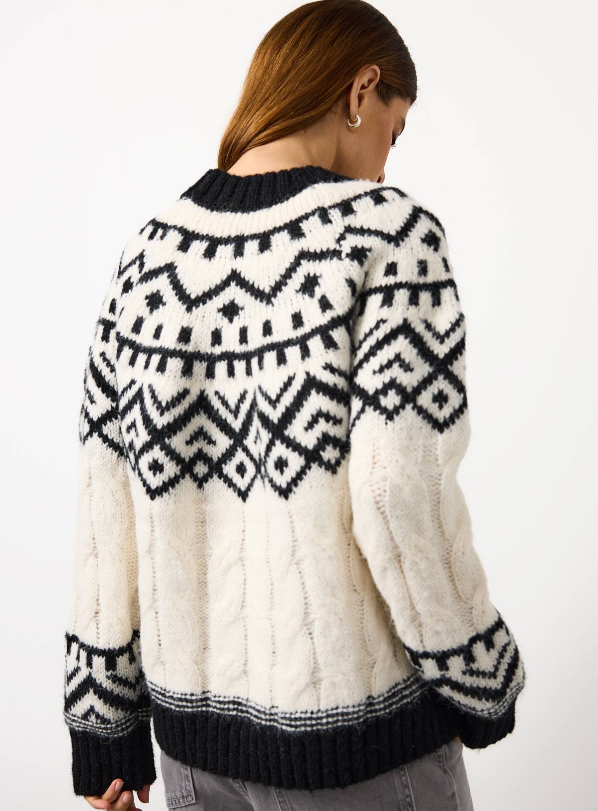 Monochrome Fair Isle Knitted Jumper 22 - Image 4