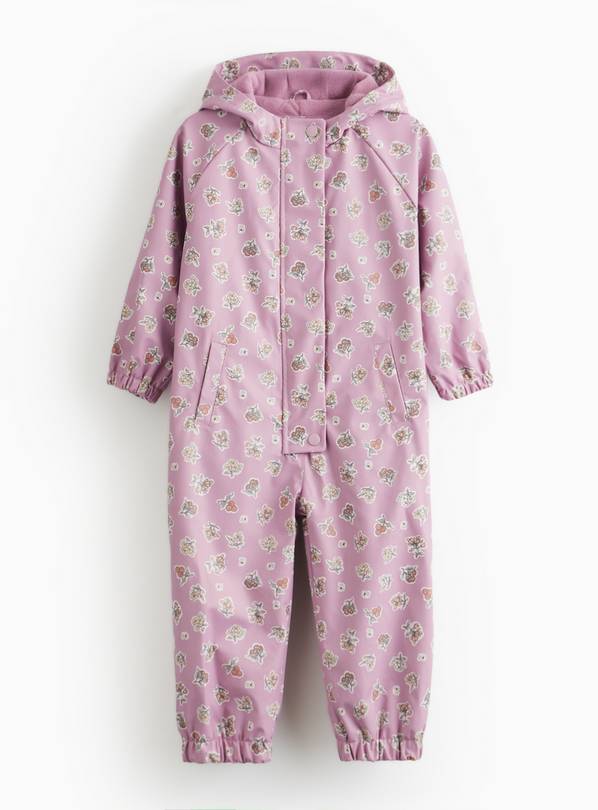Purple Printed Rubberised Puddlesuit 1-2 years