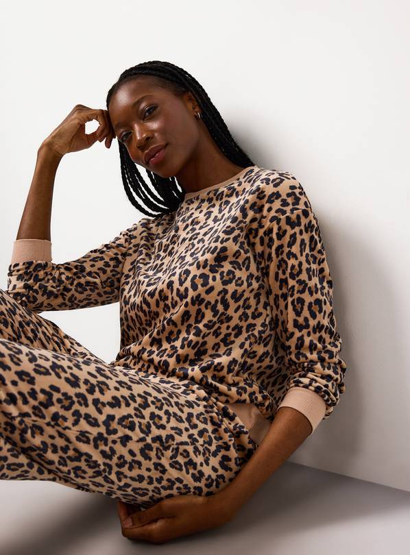 Leopard Printed Slinky Fleece Pyjamas XXL