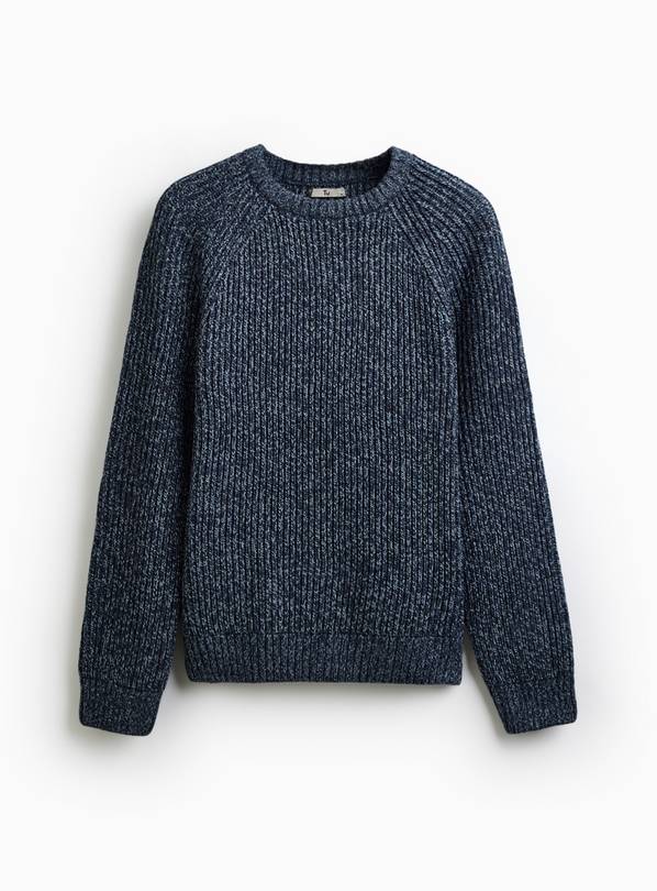 Blue Twist Knitted Crew Neck Jumper XXXXL
