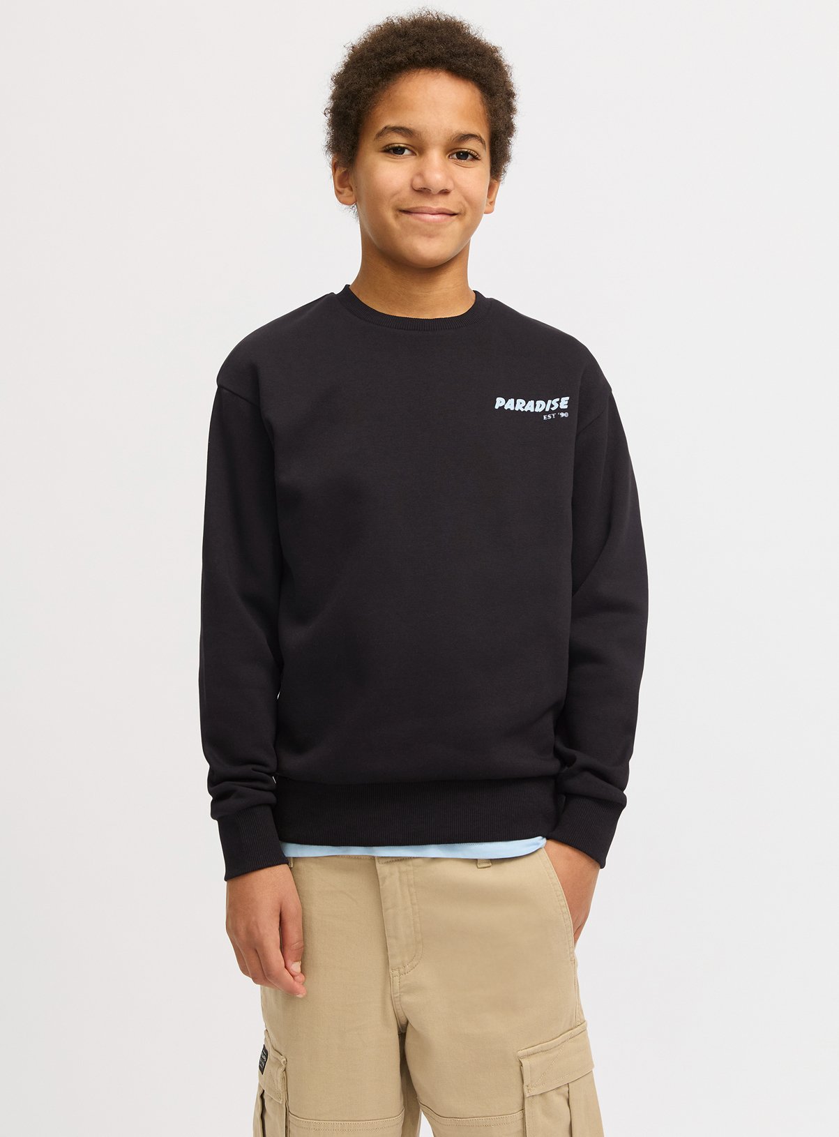 Black Black JACK & JONES JUNIOR Charge Printed Sweatshirt (12 Years) - Jack and Jones Junior by Sainsbury's