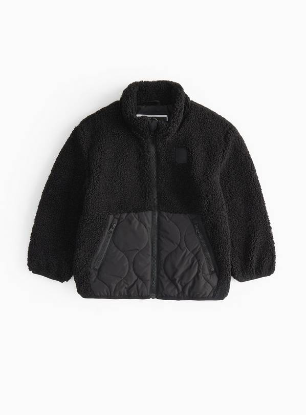 Black Zip Through Borg Fleece Jacket 5-6 years