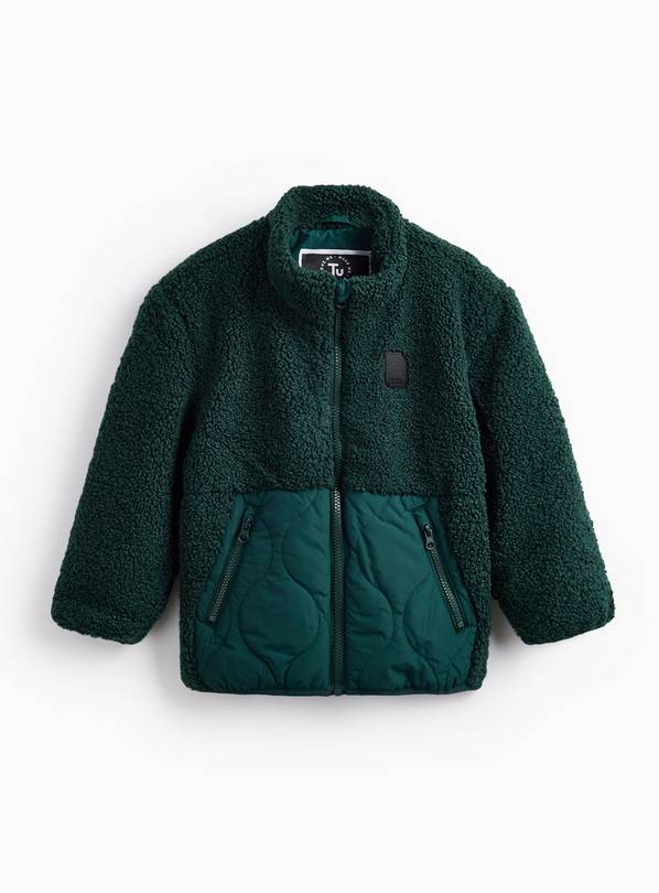 Green Zip Through Borg Fleece Jacket 5-6 years