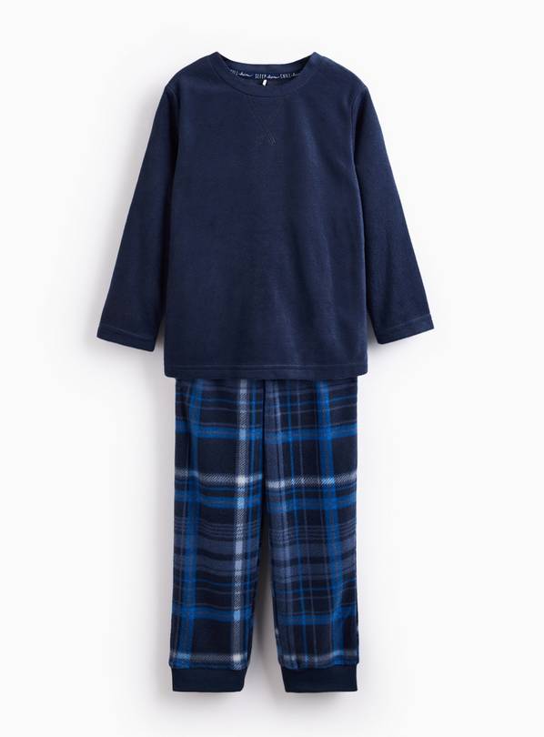 Navy Cosy Fleece Check Pyjamas 5-6 years
