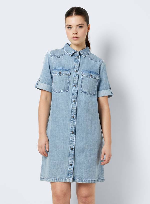 NOISY MAY Short Sleeve Denim Dress Light Blue XS/UK6