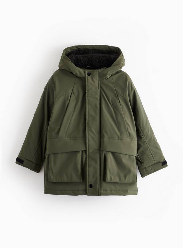Khaki Fleece Lined Parka Coat 13-14 years