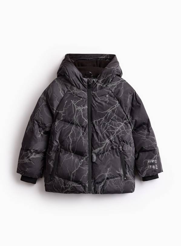 Reflective Black Fleece Lined Padded Jacket 11-12 years