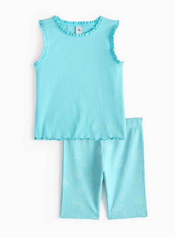 Blue Under The Sea Ribbed Vest & Cycling Shorts Set  1-2 years