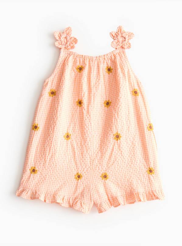 Orange Gingham Flower Detail Playsuit 1-2 years