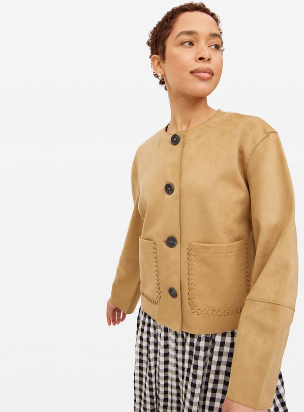 Tan Faux Suede Boxy Jacket 14