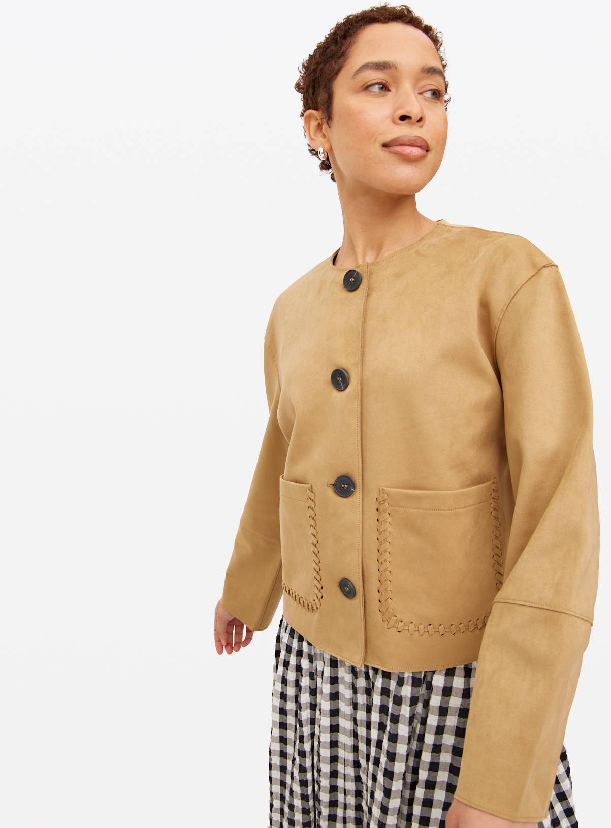 Tan Faux Suede Boxy Jacket 14 - Image 1