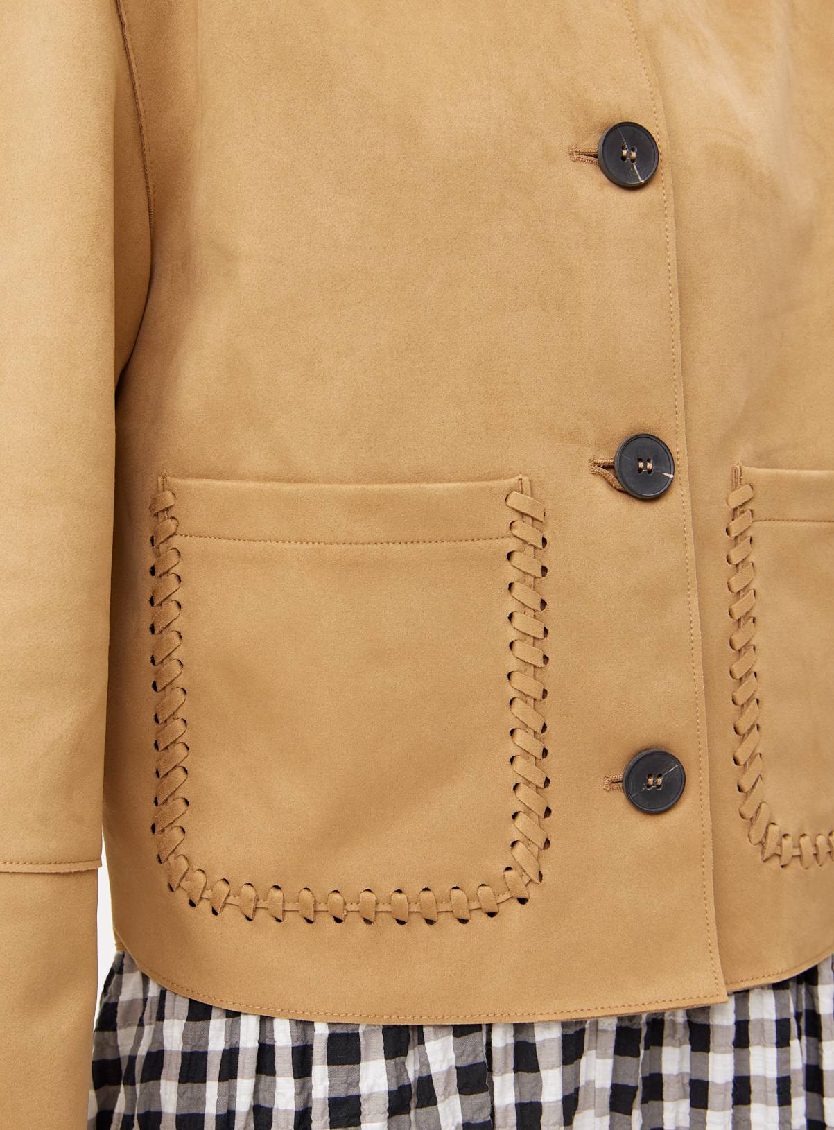 Tan Faux Suede Boxy Jacket 14 - Image 4