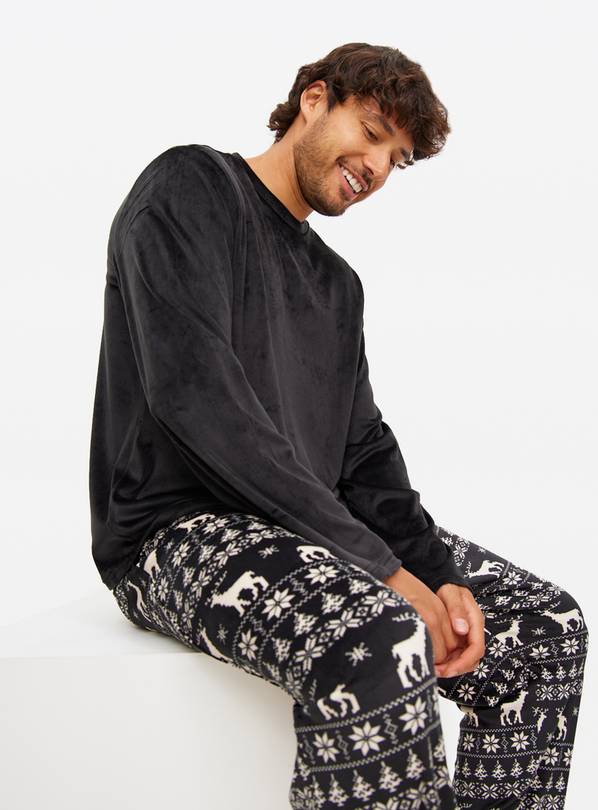 Christmas Stag Printed Fleece Pyjamas M
