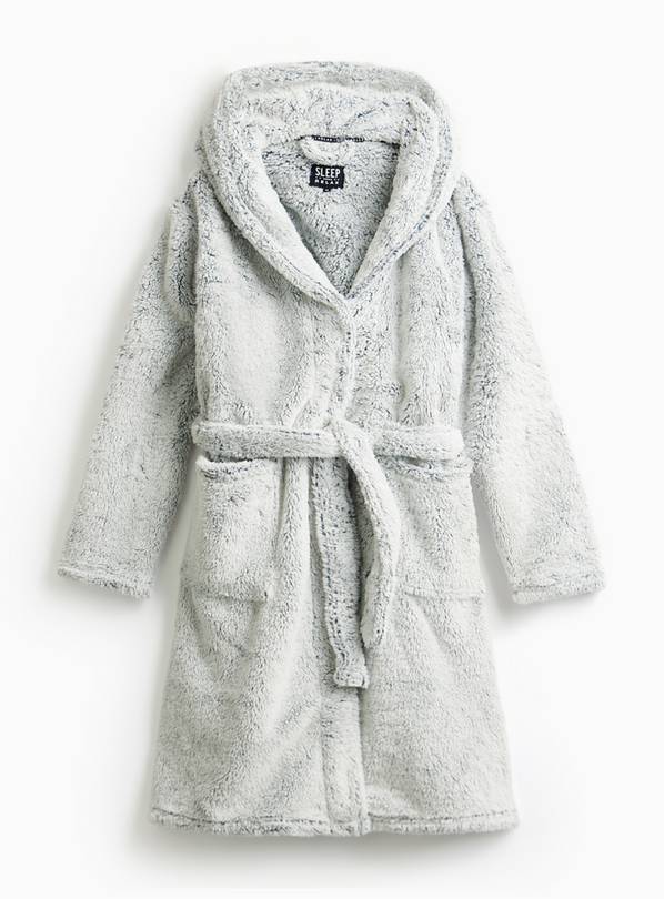 Grey Borg Fleece Hooded Dressing Gown L