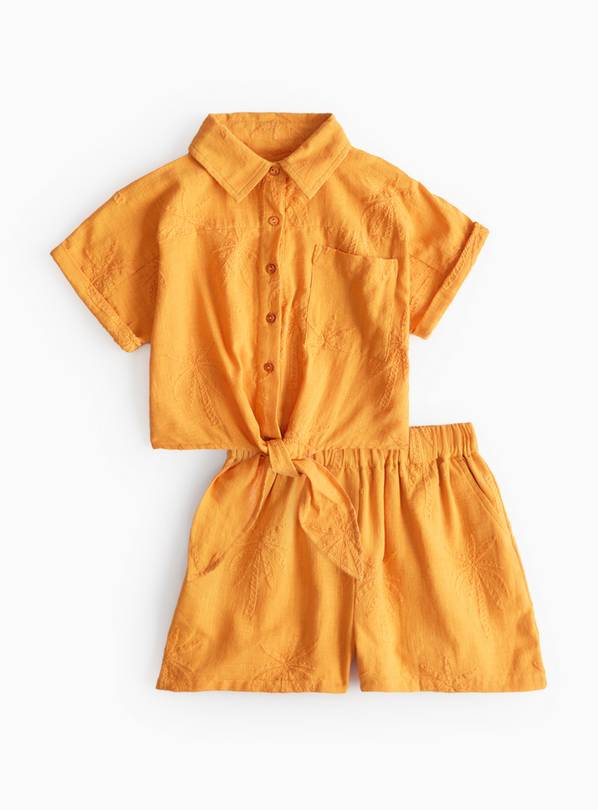 Orange Palm Print Shirt & Shorts Co-ord Set 5 years