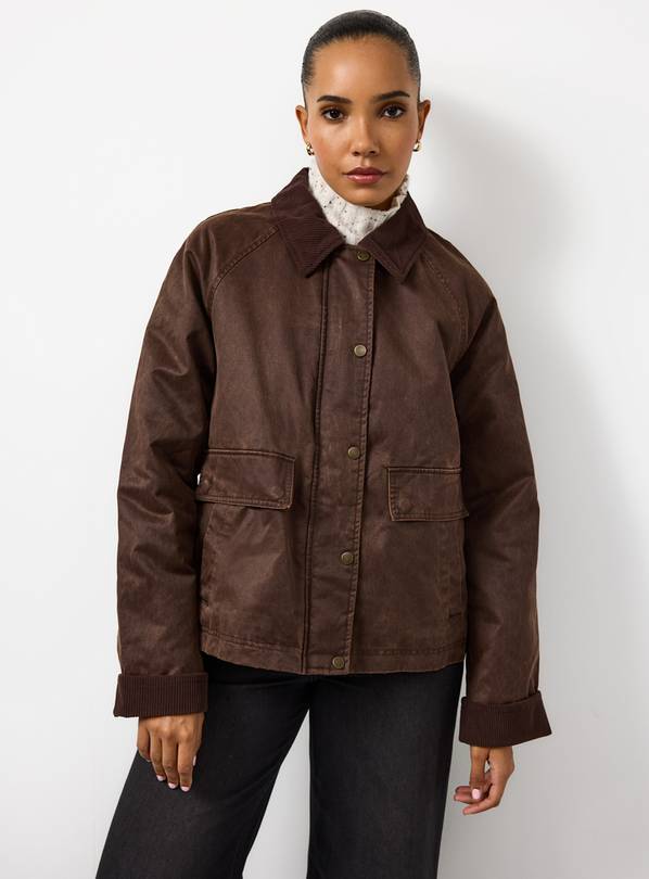 Brown Corduroy Collar Wax Barn Jacket 12
