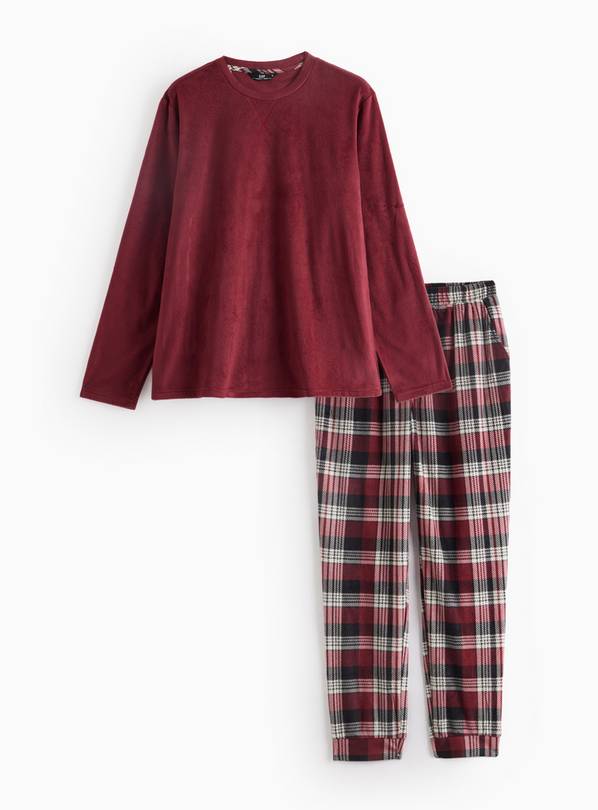 Mini Me Men's  Red Check Twosie Cosy Pyjama set XXL
