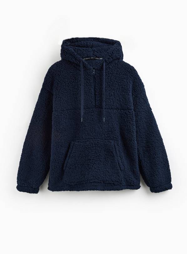Navy Borg Quarter Zip Hoodie XL