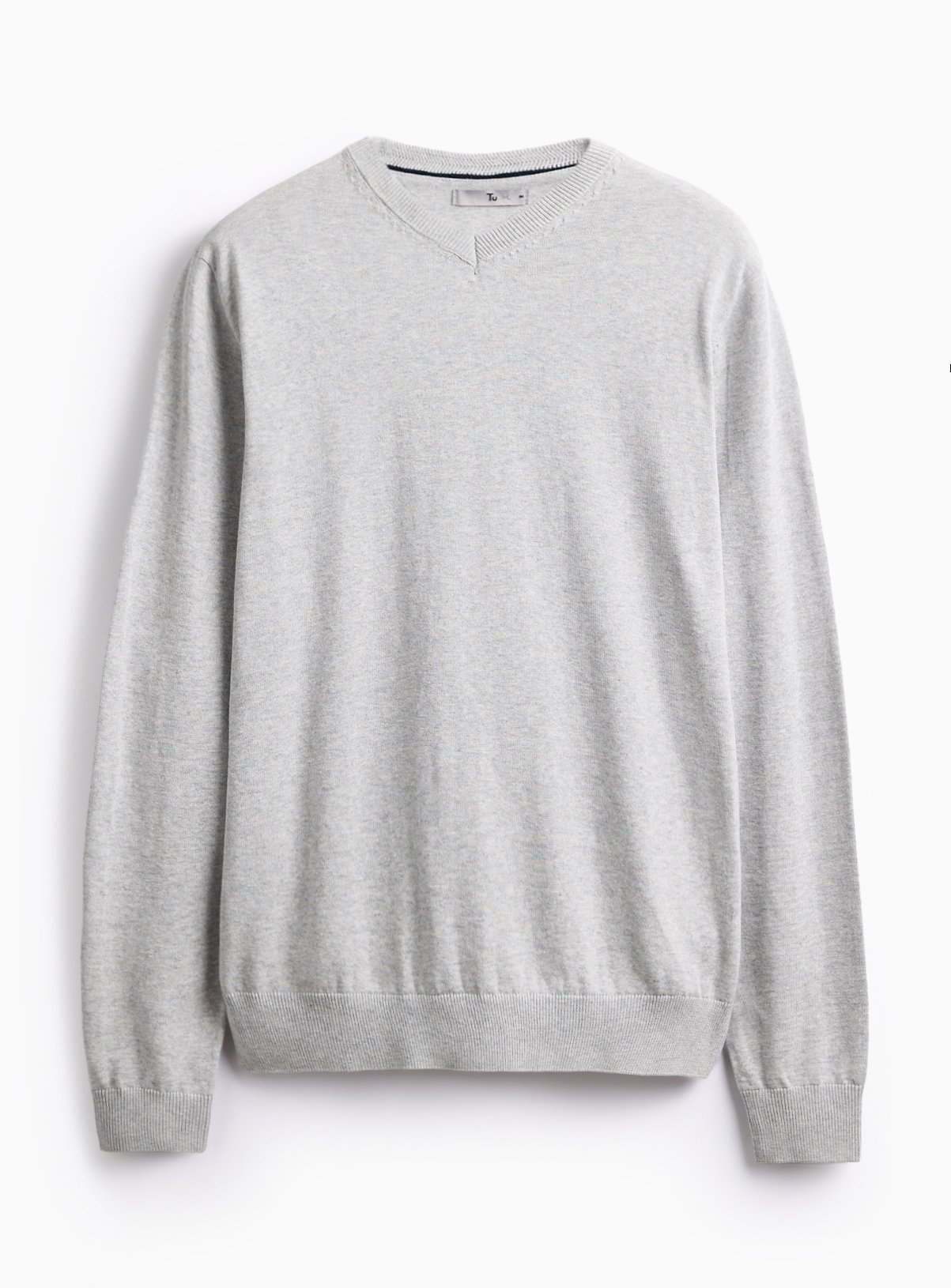 Grey V Neck Cotton Jumper XXL - Image 3 thumbnail