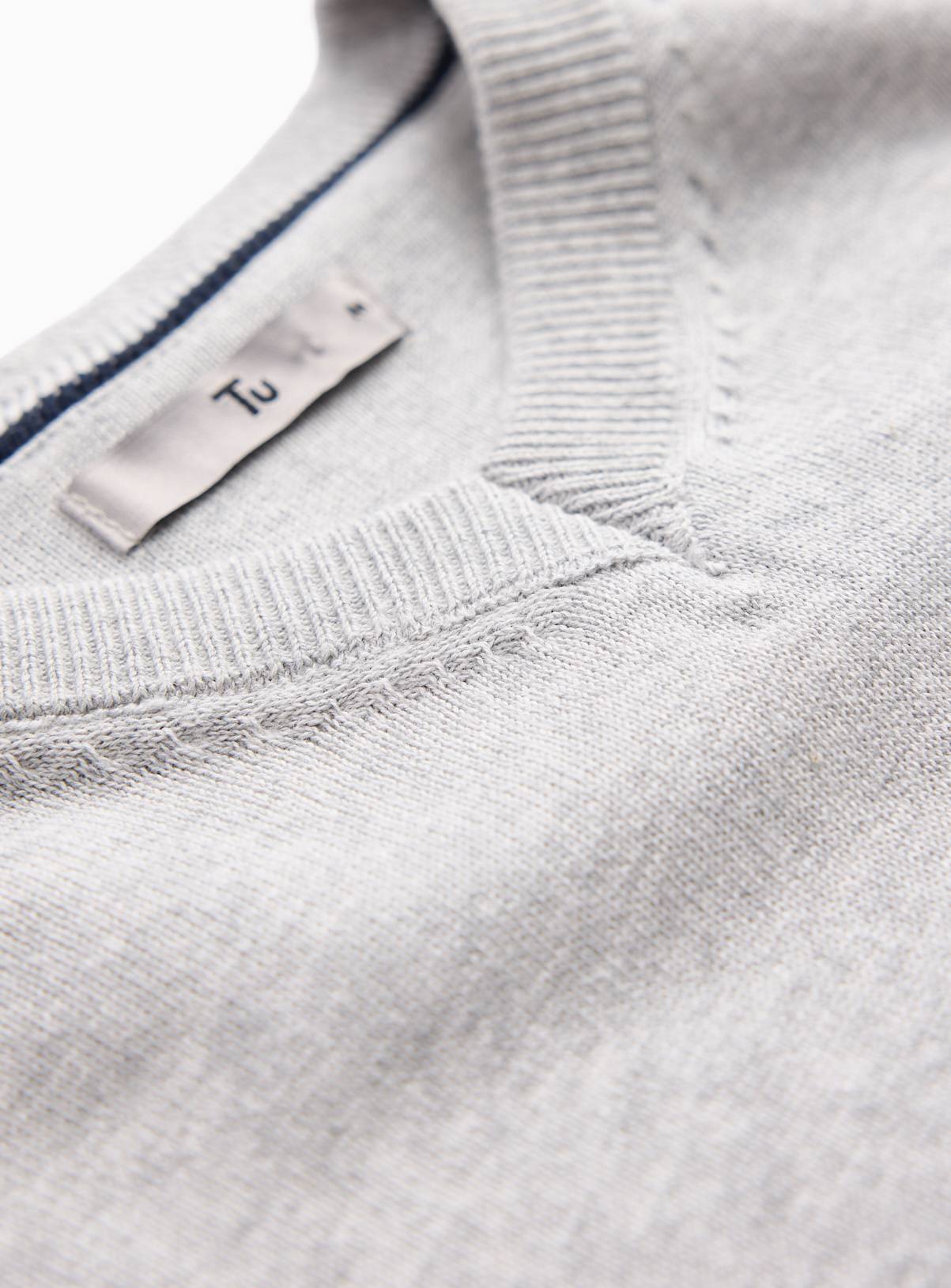 Grey V Neck Cotton Jumper XXL - Image 4