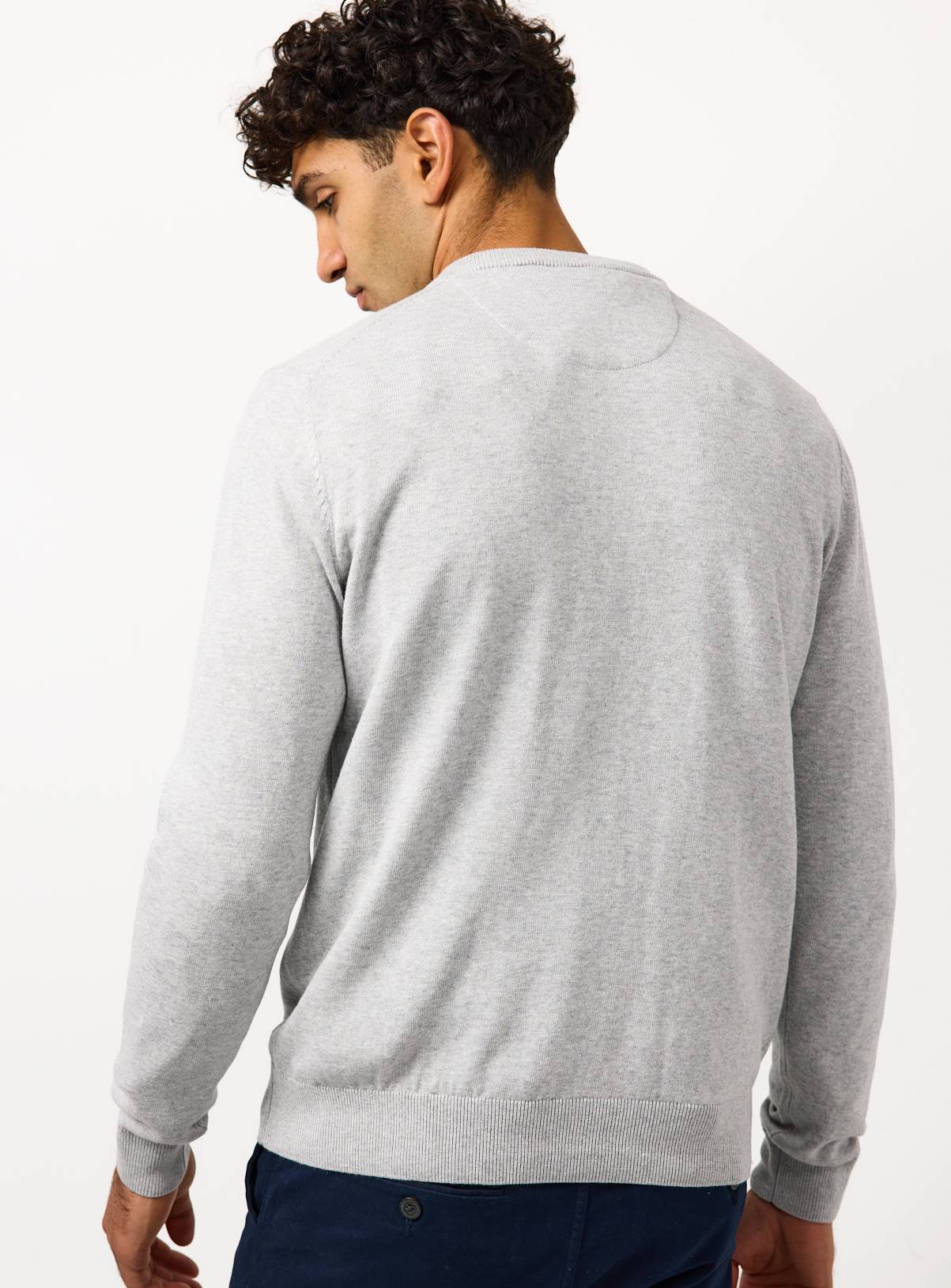 Grey V Neck Cotton Jumper XXL - Image 5