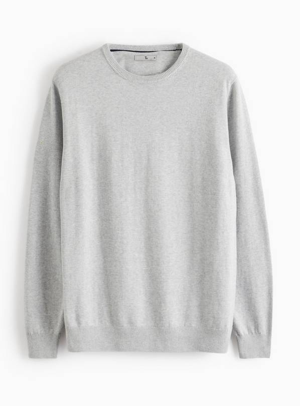 Grey Marl Knit Crew Neck Jumper XL
