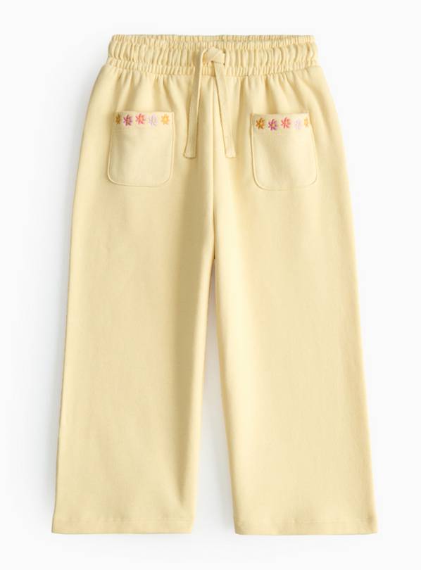 Flower Embroidered Wide Leg Joggers 1-2 years