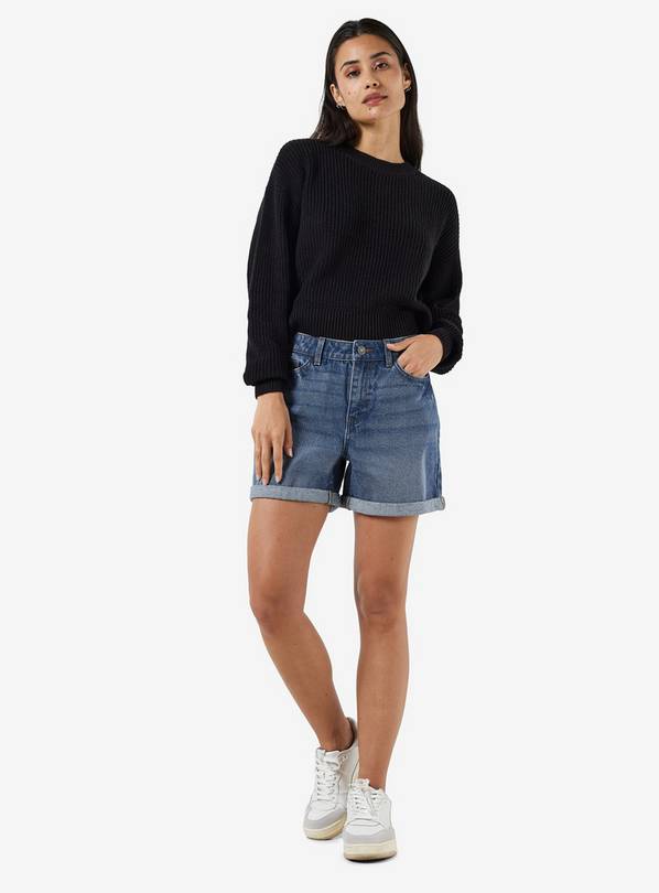 NOISY MAY 5 Pockets Denim Shorts With Fold Up Hems L/UK12