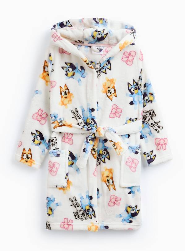 Bluey Character Print Cream Fleece Dressing Gown 7-8 years