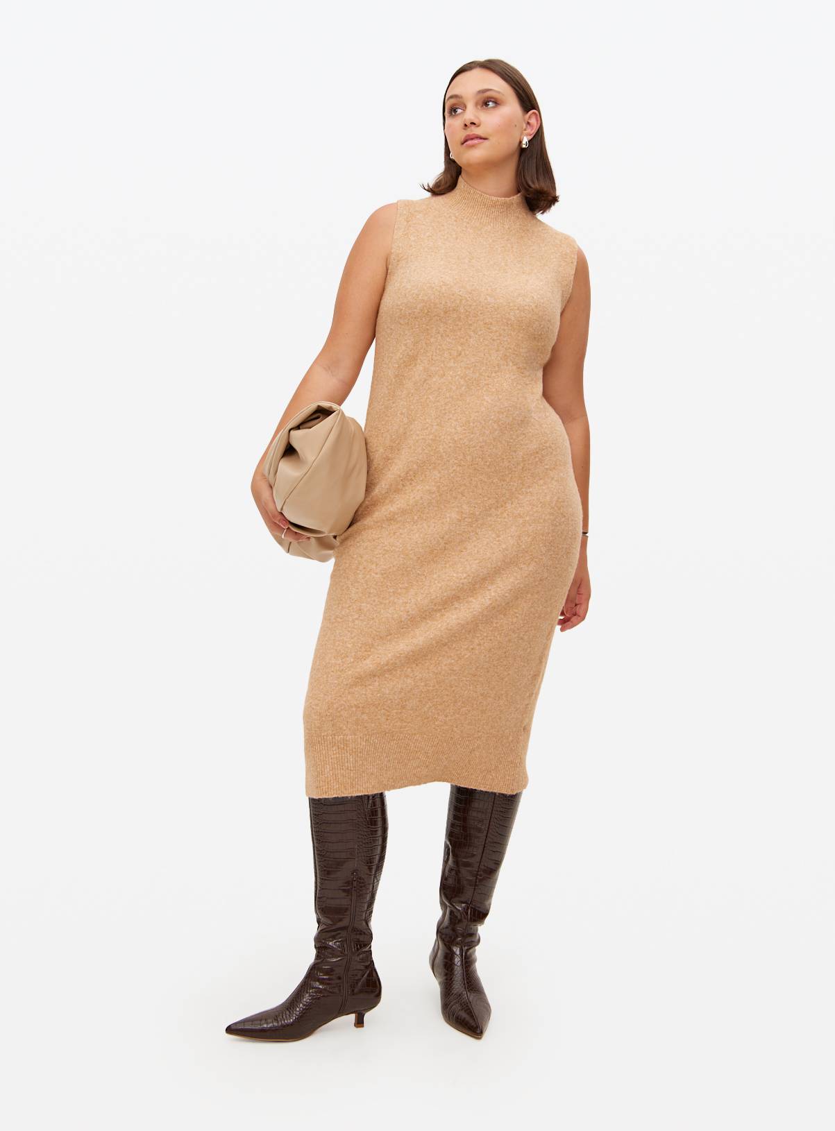 Camel Soft Knit Sleeveless Midi Dress 14 - Image 1