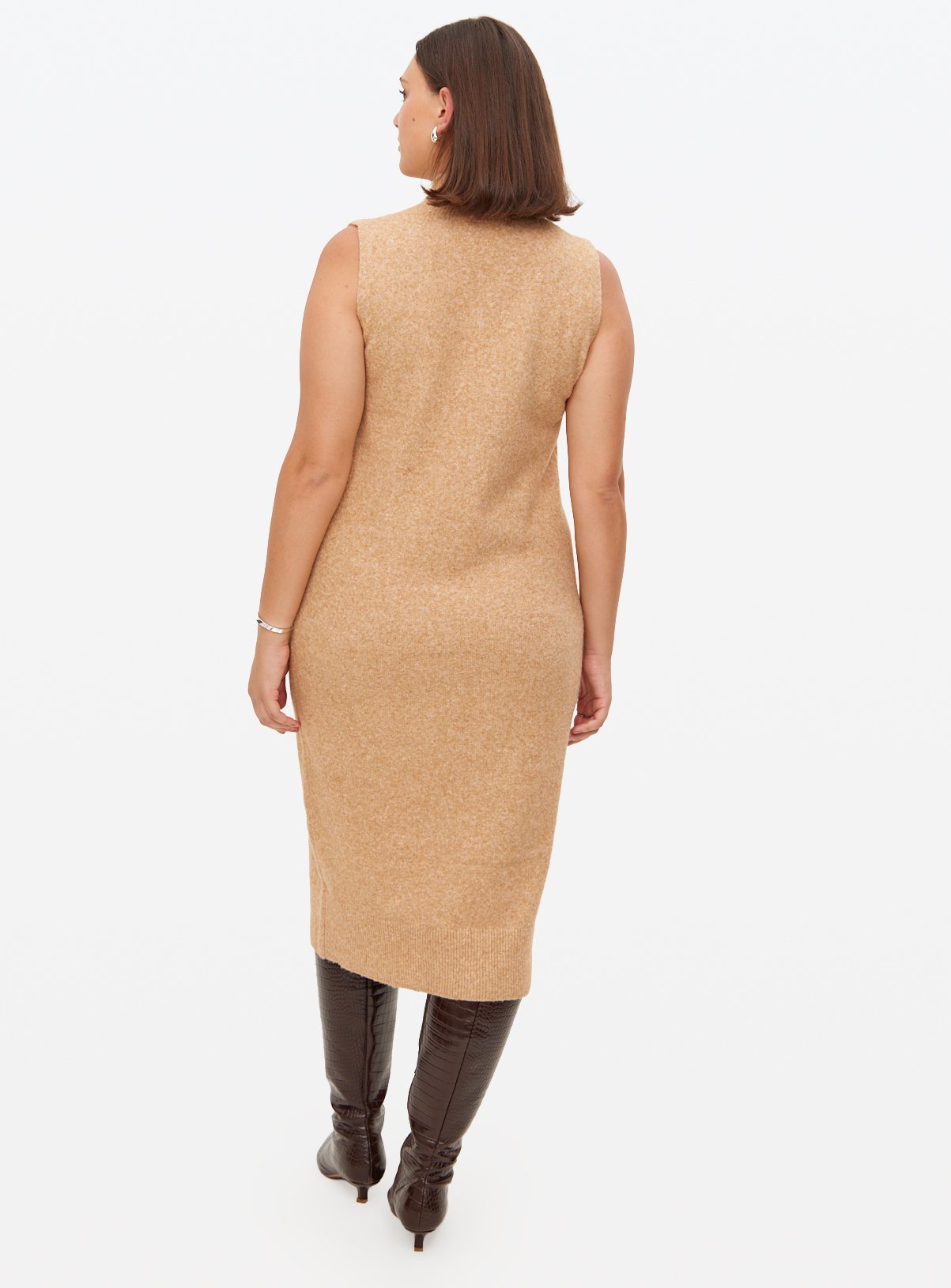 Camel Soft Knit Sleeveless Midi Dress 14 - Image 4 thumbnail