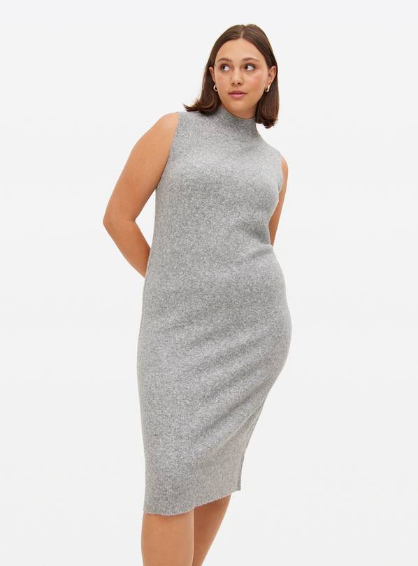 Grey Soft Knit Sleeveless Midi Dress 16
