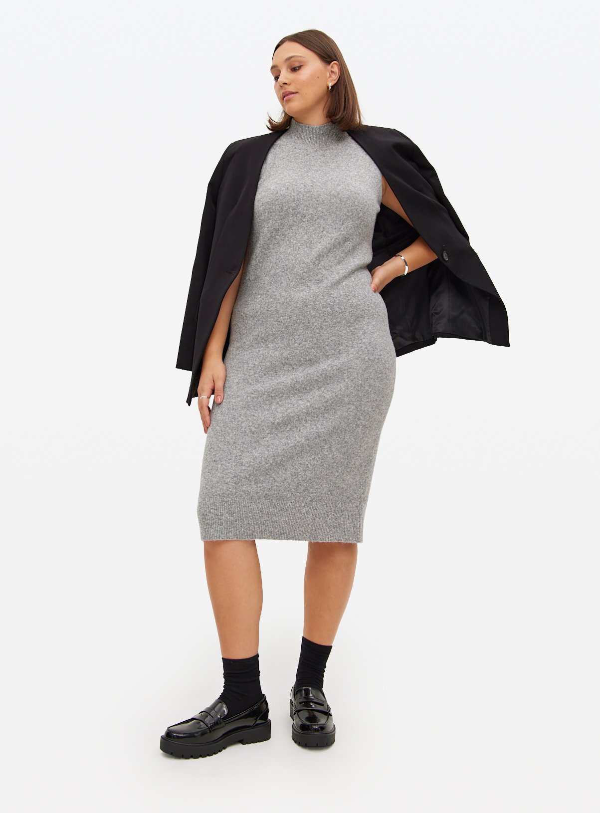 Grey Soft Knit Sleeveless Midi Dress 12 - Image 2 thumbnail