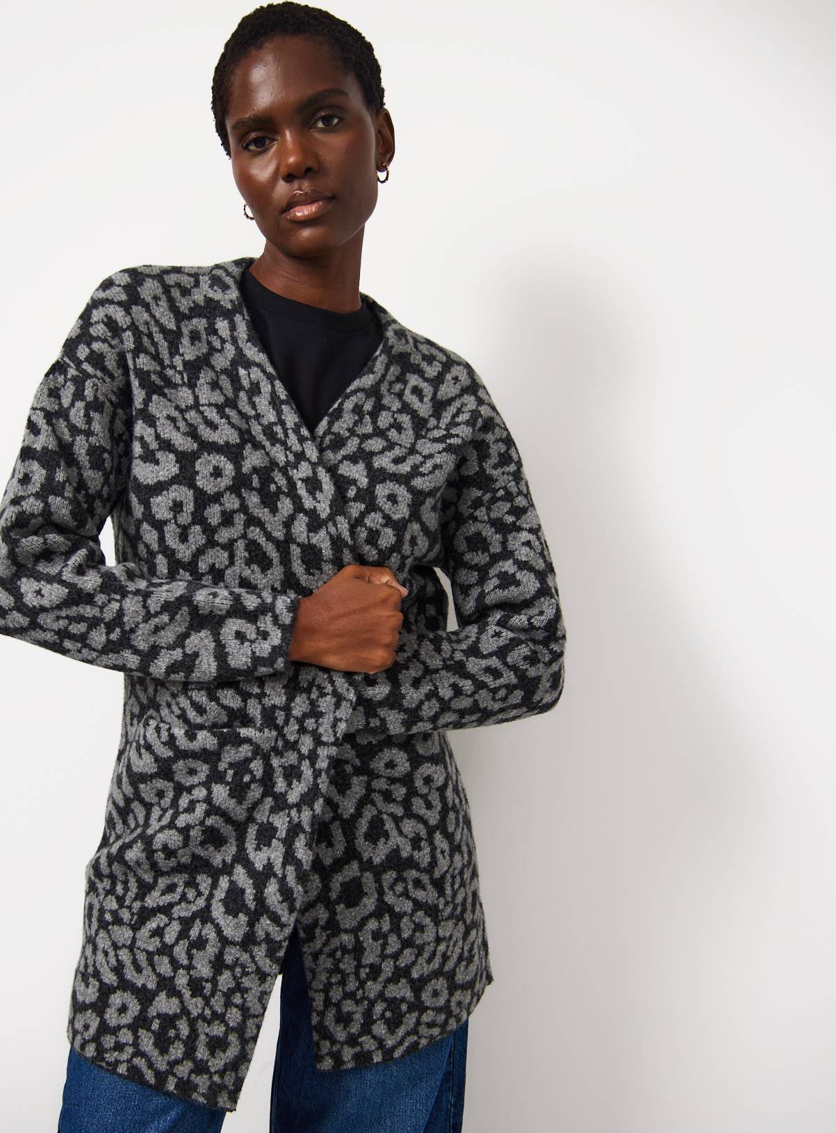 Animal Print Longline Edge to Edge Coatigan L - Image 1
