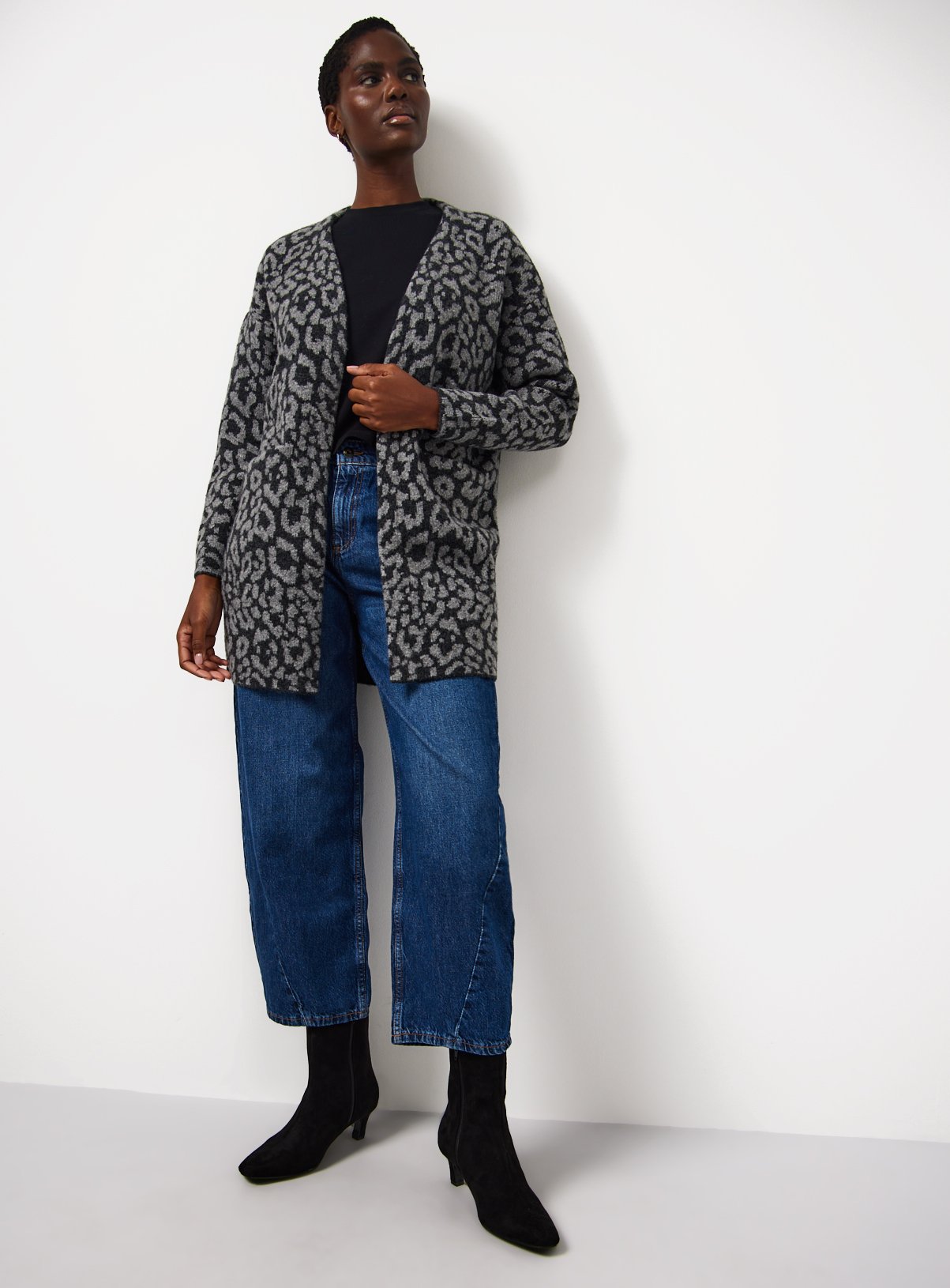 Animal Print Longline Edge to Edge Coatigan L - Image 2 thumbnail