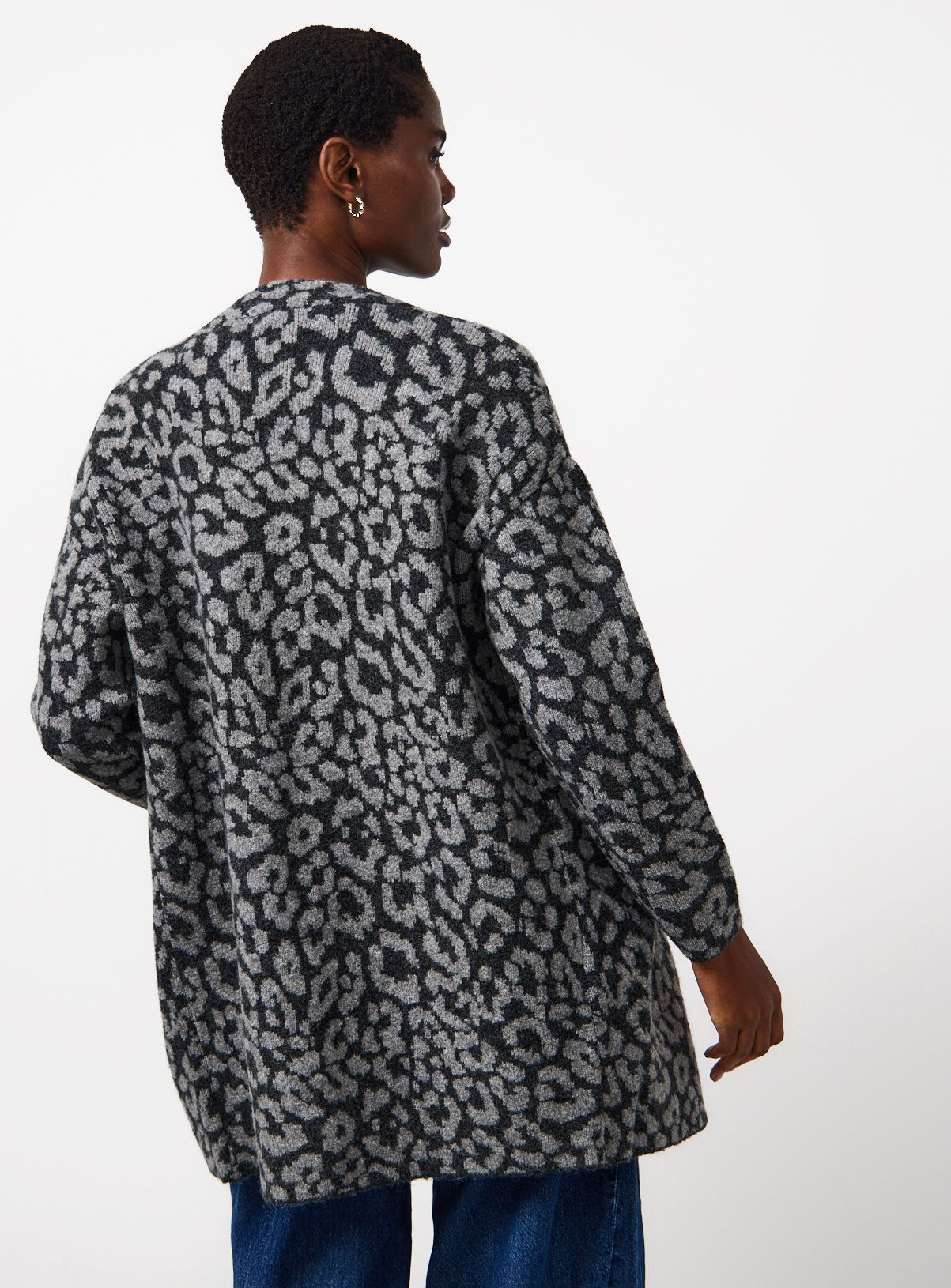 Animal Print Longline Edge to Edge Coatigan L - Image 4 thumbnail