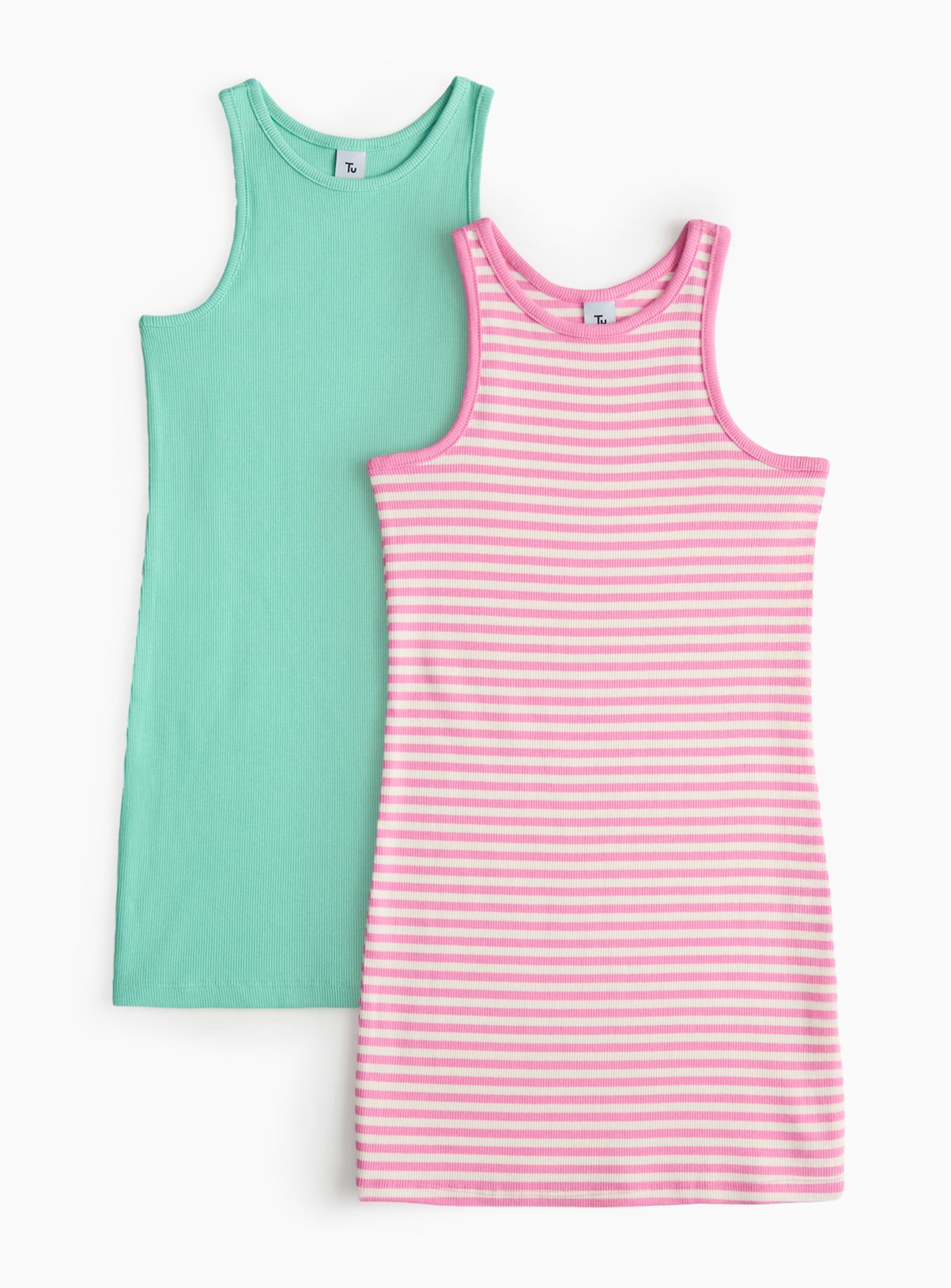 Pink Pink Ribbed Sleeveless Dress 2 Pack - Tu by Sainsbury's