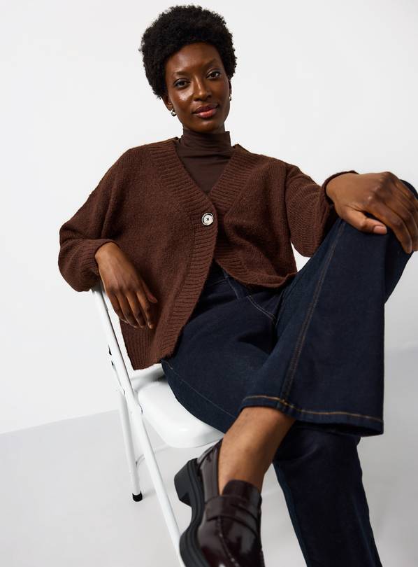 Brown Cropped Knitted Cardigan 14