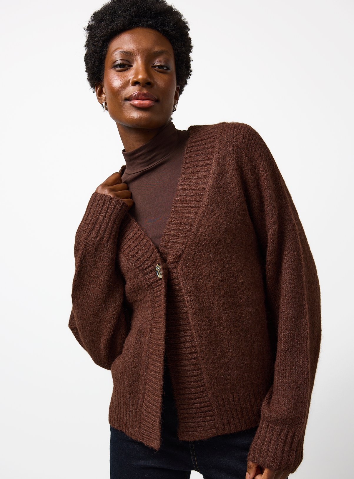 Brown Cropped Knitted Cardigan 16 - Image 2 thumbnail
