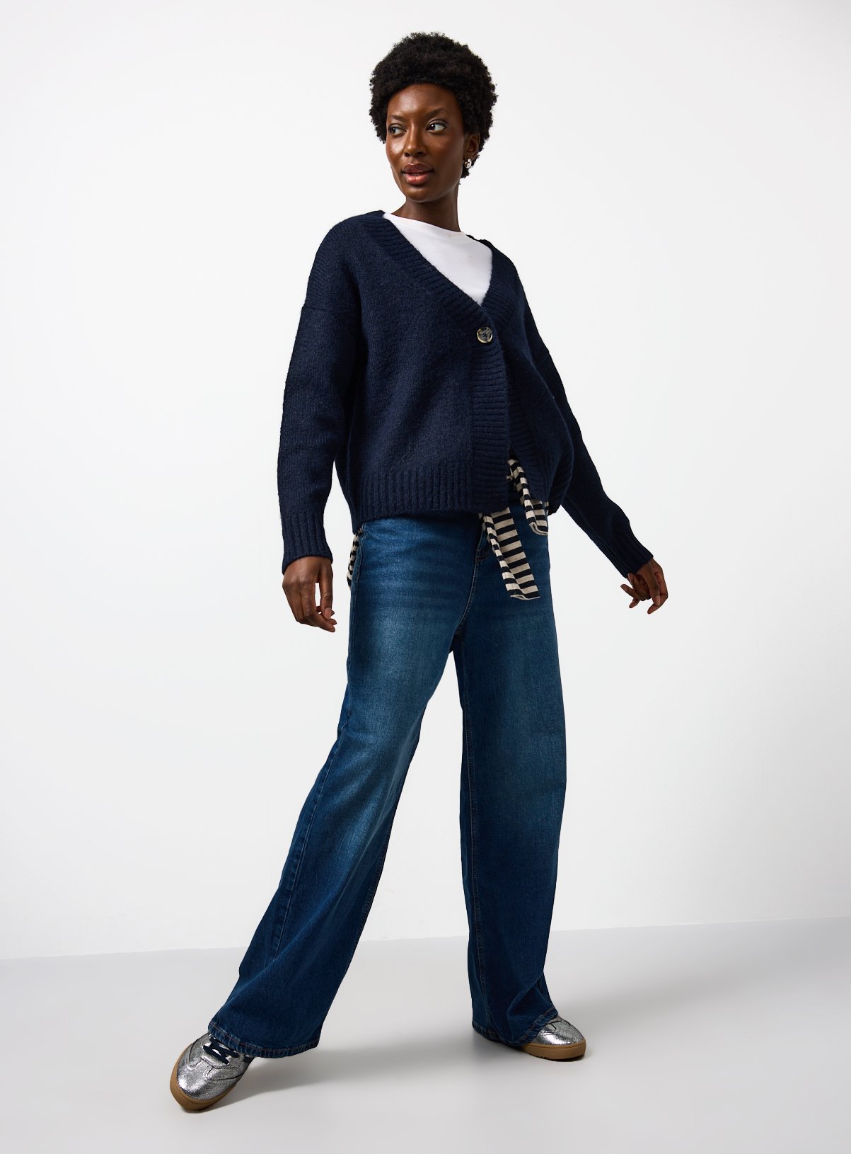 Navy Cropped Knitted Cardigan 12 - Image 2 thumbnail