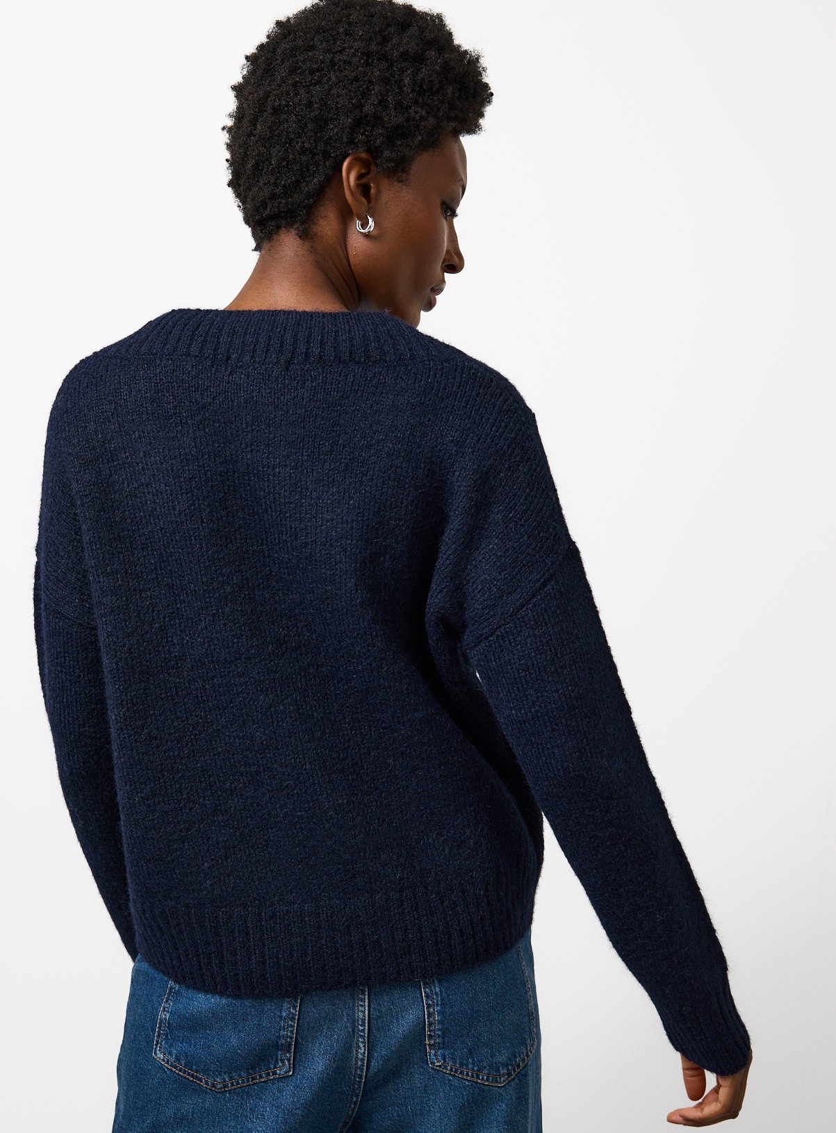 Navy Cropped Knitted Cardigan 12 - Image 4 thumbnail