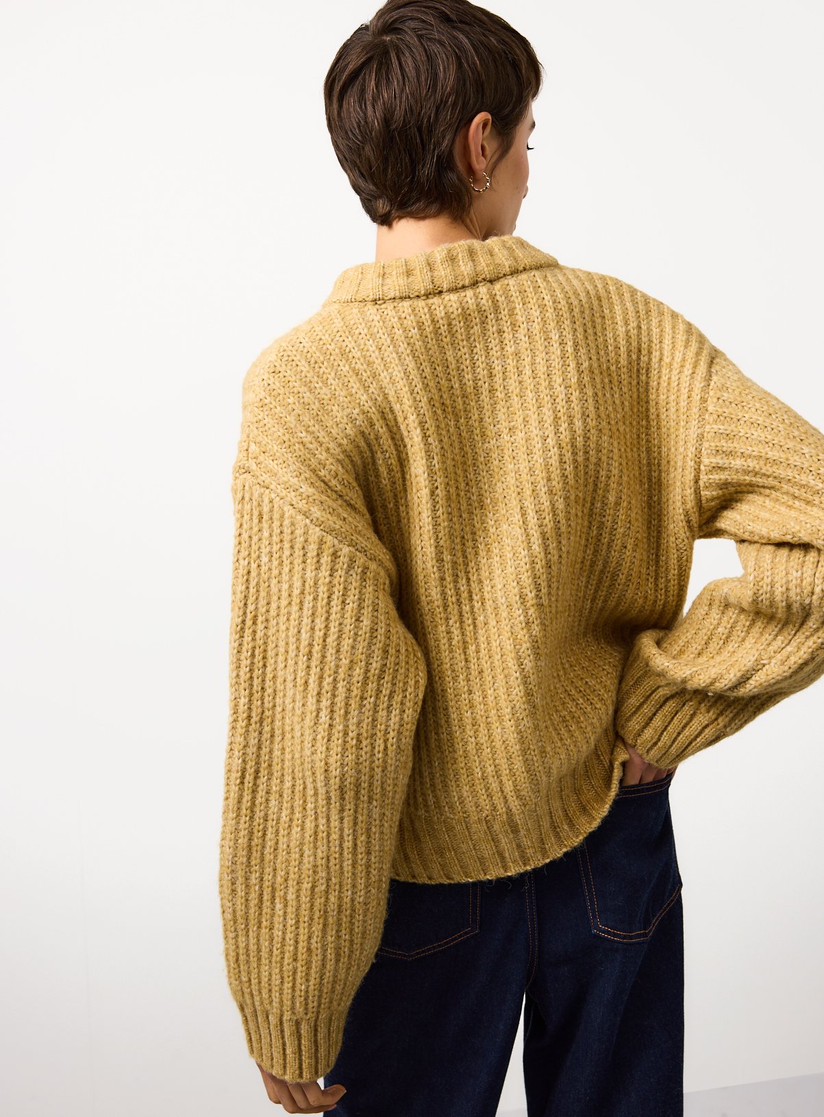 Yellow Button Chunky Knit Cardigan 22 - Image 4 thumbnail